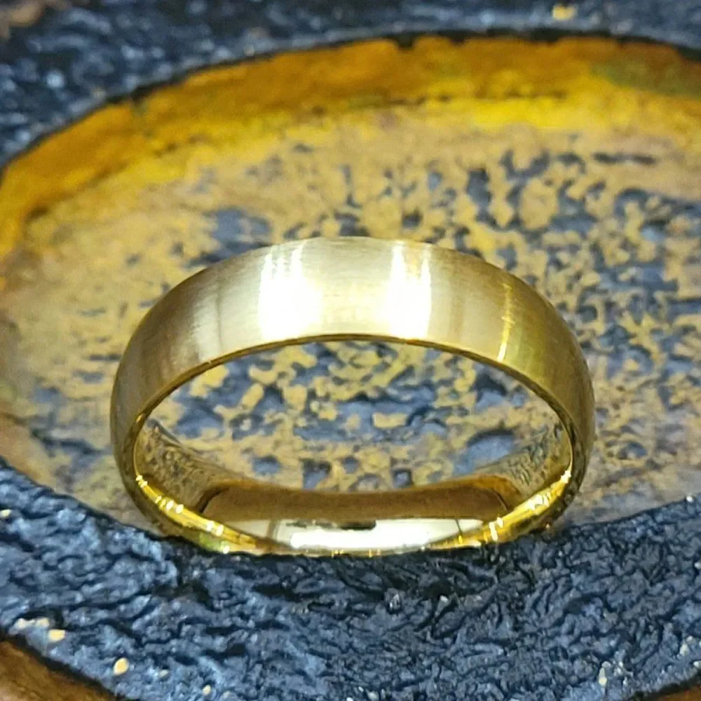 Engraved Men's Matte Gold Wedding Ring Band Personalized Wedding Ring For Him